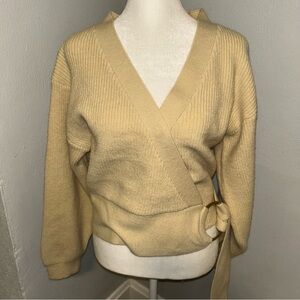 Vici Tan V-Neck Wrap Sweater